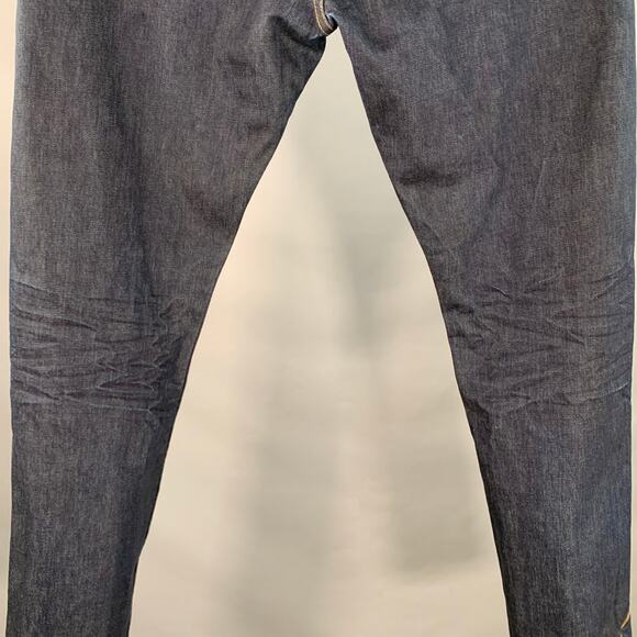 36 Indigo Cotton Selvedge Twill Straight Embroidered Birds Jeans - Picture 7 of 10